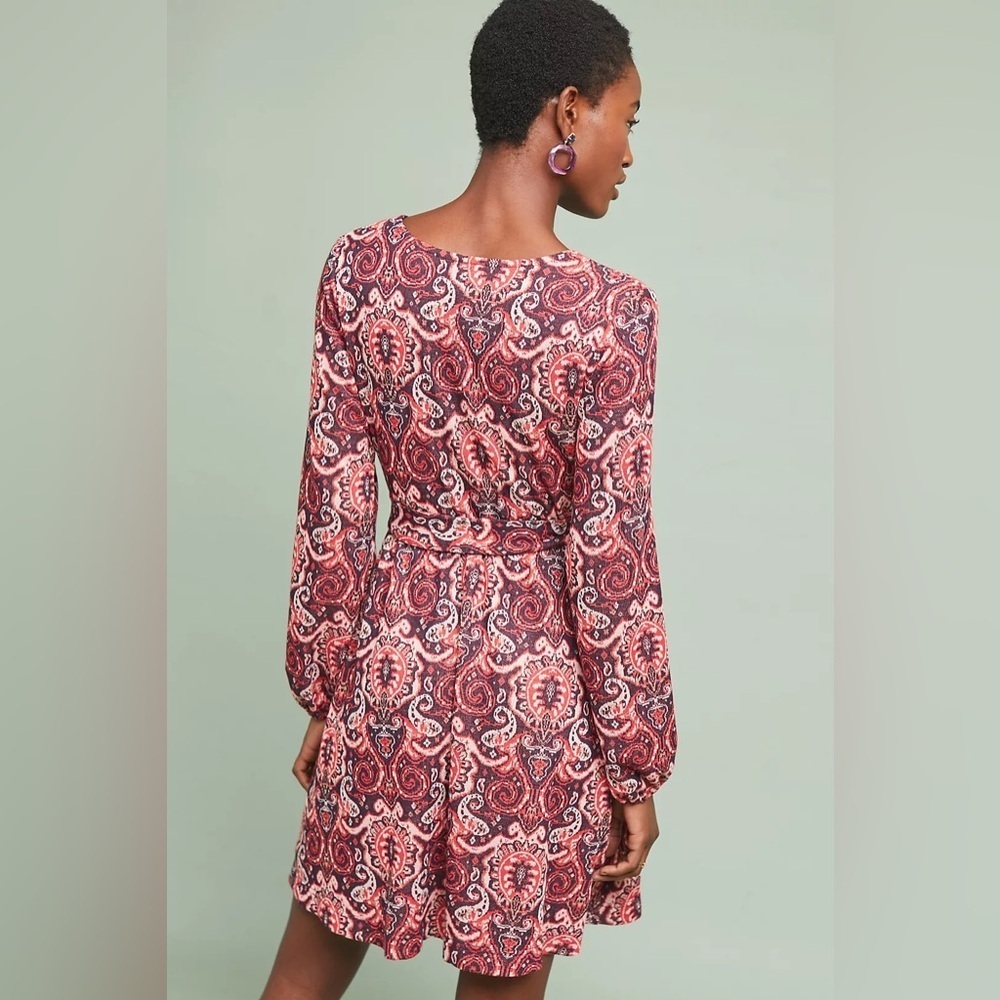 Anthropologie Maeve Paisley Belted Dress Long Sleeve Size XS - Picture 4 of 14